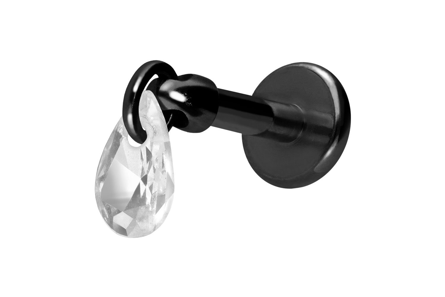 Titan Labret Piercing mit Innengewinde KRISTALLTROPFEN